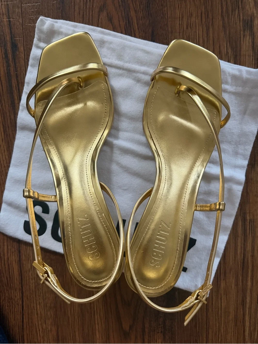 SCHUTZ Heloise Sandals Gold Metallic size 9